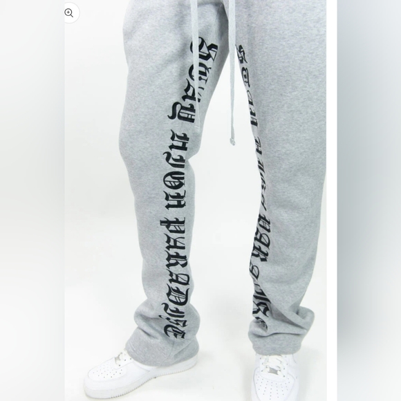 Rebel Minds Stay High Black & Grey Stack Pants - Picture 2 of 2